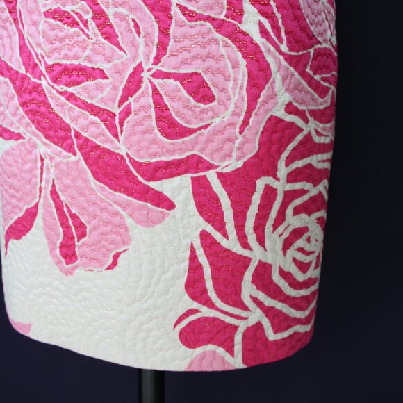 Lilly Pulitzer Allegra Dress silk Rose jaquard brocade Lavie En Rose strapless 2 - Picture 9 of 11